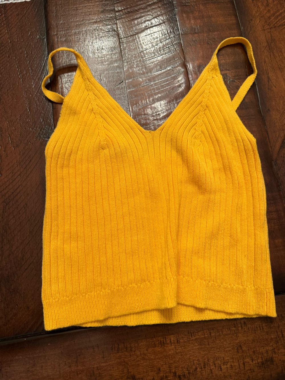 Yellow Ribbed Knit Women's Sweater Tank